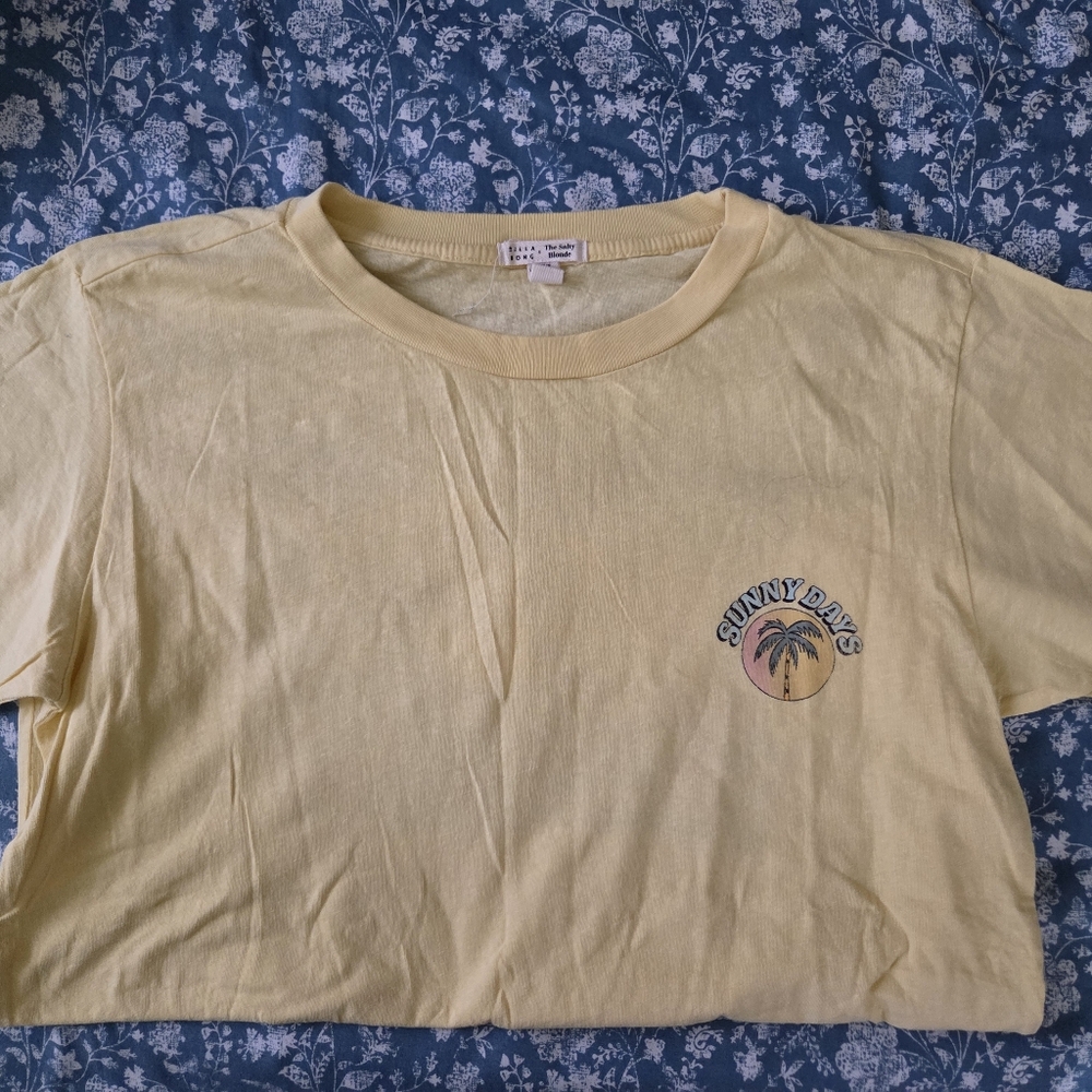 Billabong Light Yellow Kids Tee with Palm Design